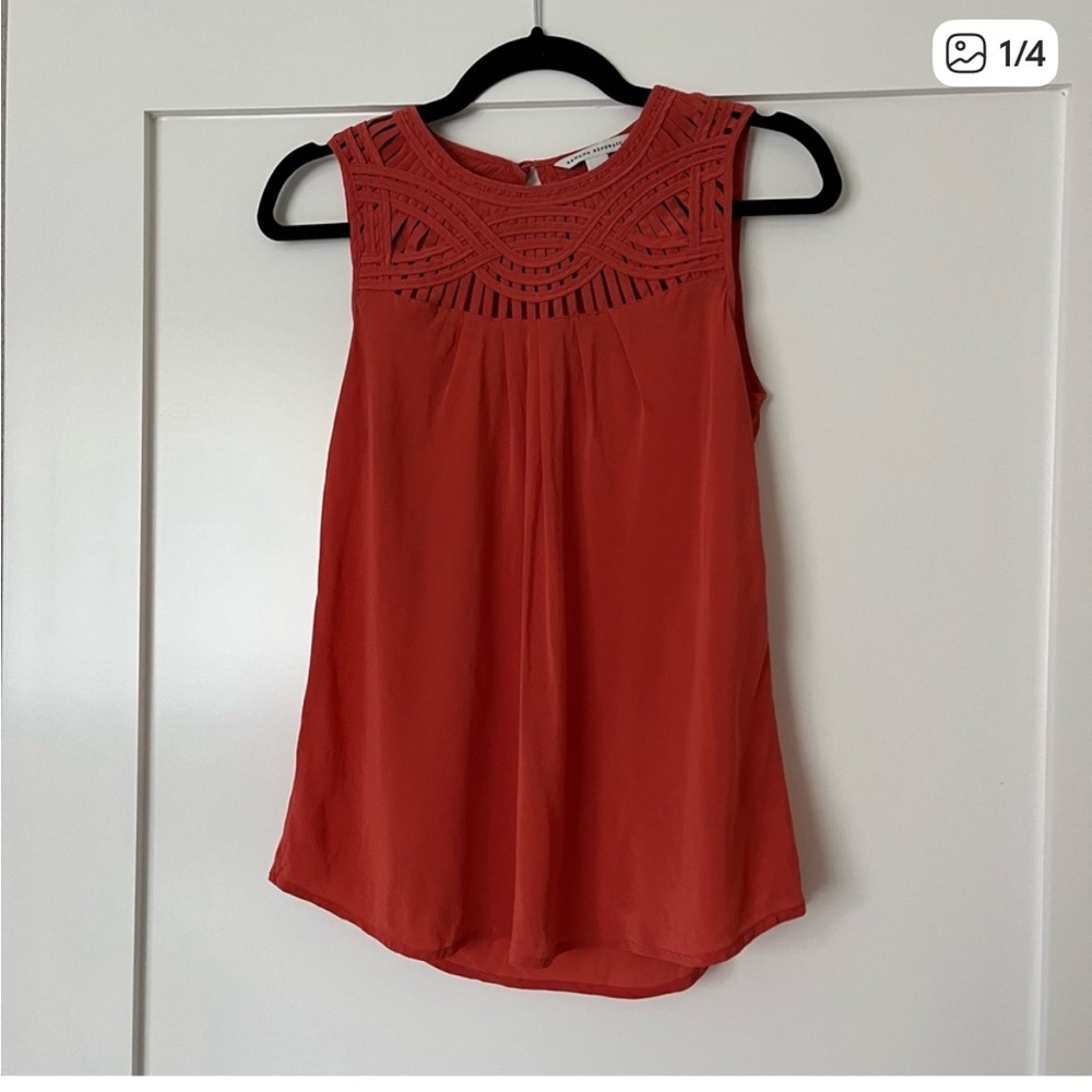 Banana Republic Coral Sleeveless Silk Top